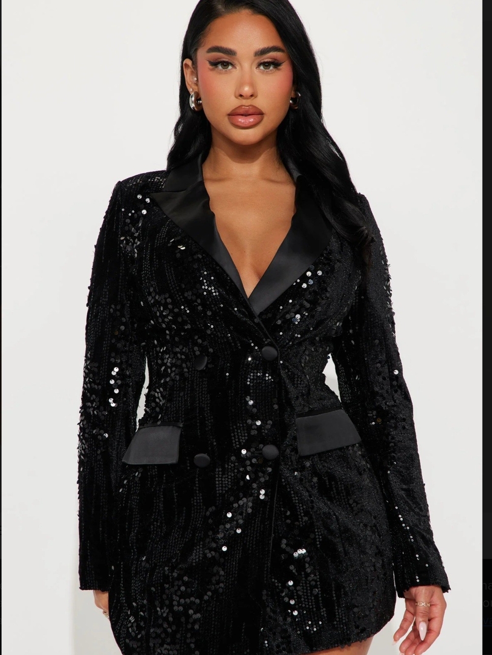 Fashion Nova Black Sequin Blazer Dress - Amelia Size XS.